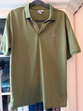 Lacoste Men’s Olive Pique Polo Shirt with Embroidered Croc
